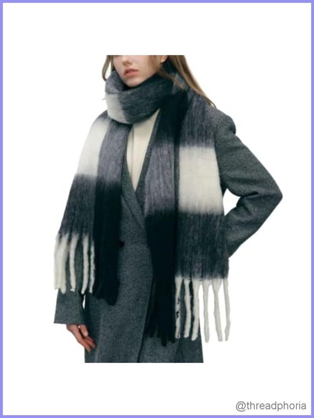 Chunky Plaid Scarf Oversized Big Grid Tassel Large Wrap Soft Fall Winter Thick